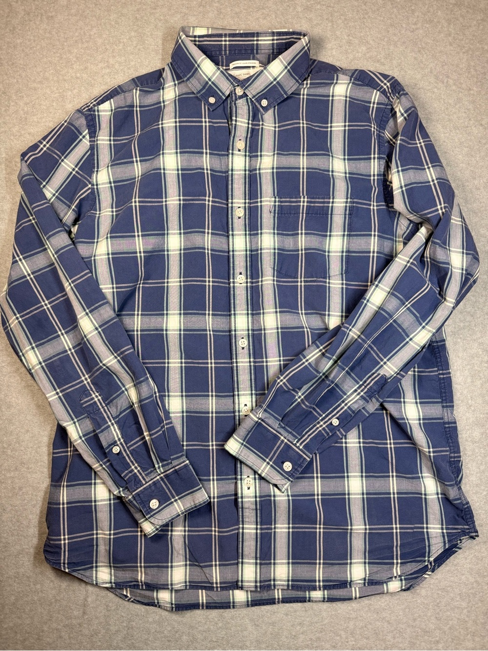 Old Navy Navy and White Plaid Button-Down Shirt